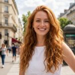 Cheveux colorés en roux foncé avec des reflets cuivrés profonds