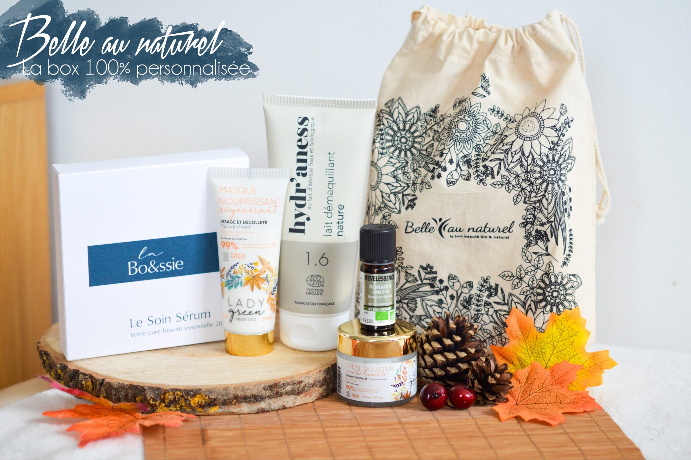 Box beauté bio Belle au Naturel avec cosmétiques naturels en format full-size
